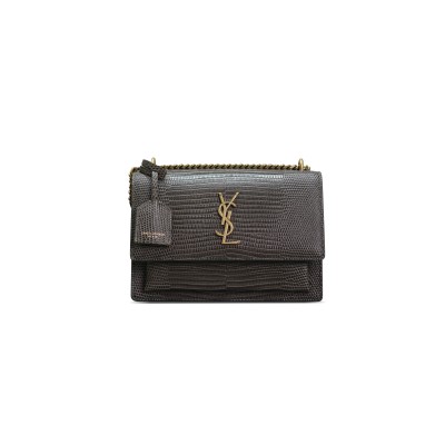 YSL SUNSET MEDIUM CHAIN BAG IN LIZARD PATTERN 422906 (22*16*8cm)
